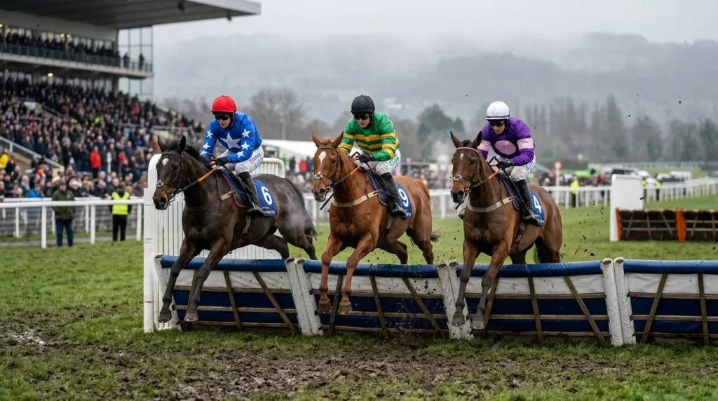 Juvenile hurdlers racing at Leopardstown during the Dublin Racing Festival trial
